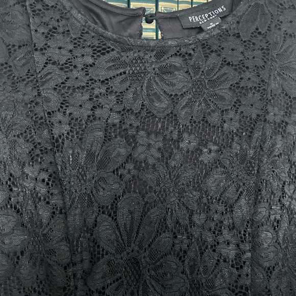 Perceptions New York Black Lace Overlay 3/4 Sleeve Women’s Classy Dress Sz Small - Picture 8 of 11